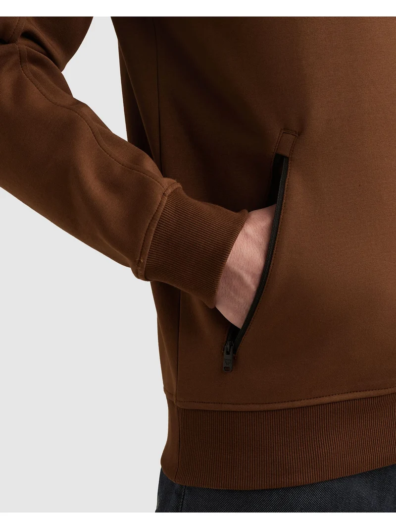 Zip jacket interlock sweat, Cappuccino