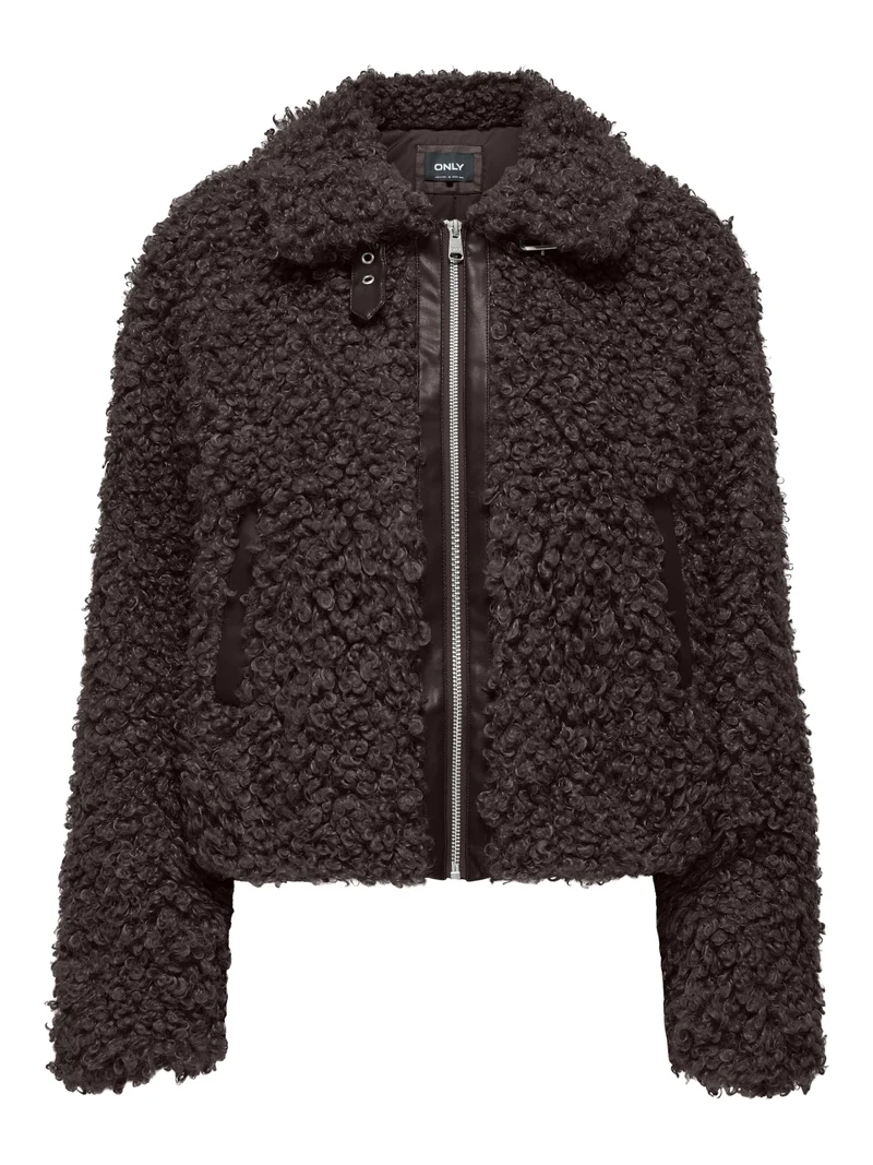 ONLTILDA TEDDY JACKET CC OTW, Chocolate Torte