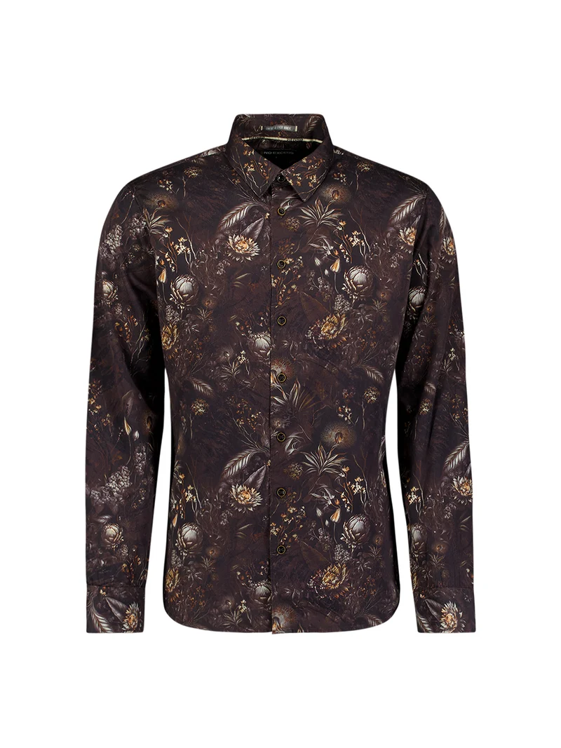 Shirt Allover Printed Satin Weave, Black