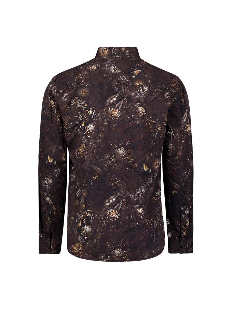 Shirt Allover Printed Satin Weave, Black