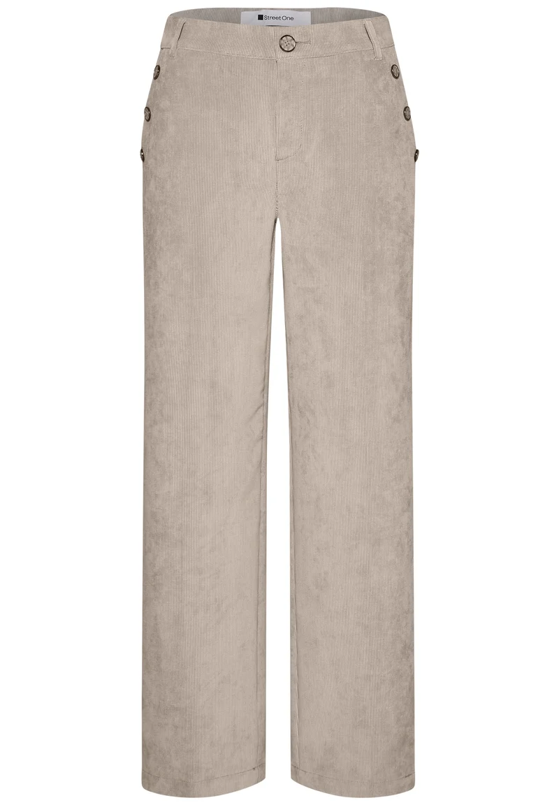 Street One - Mid Waist Straight Leg Hose mit Knöpfen - Farbe: fading sand