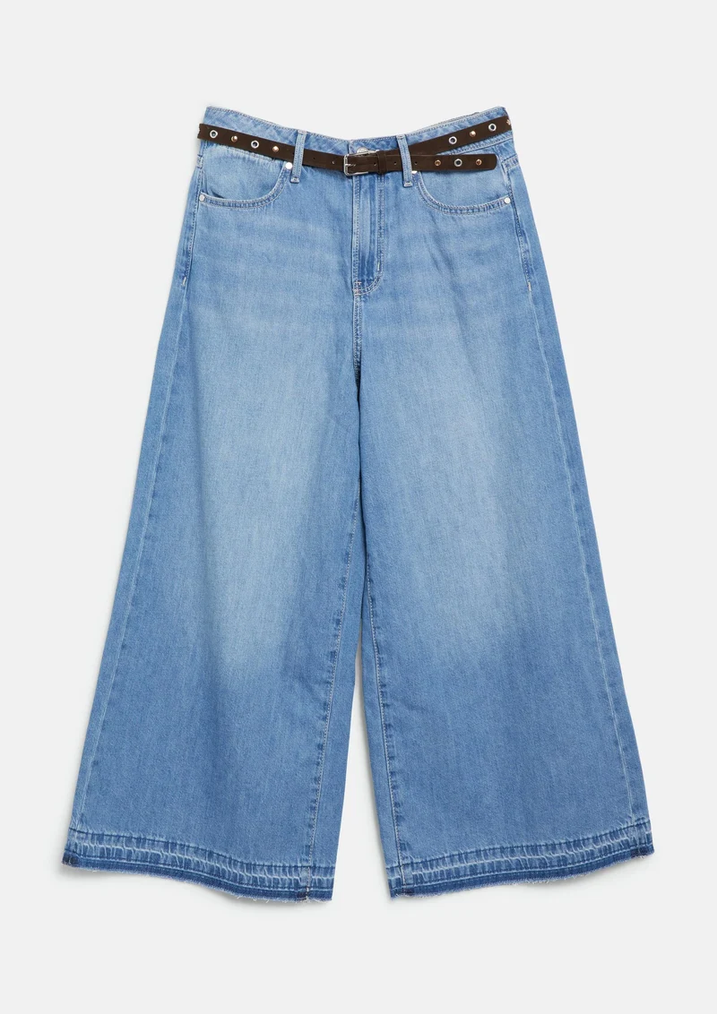 s.Oliver - Culotte / High Rise / Wide Fit / mit Nietengürtel - Farbe: Blau