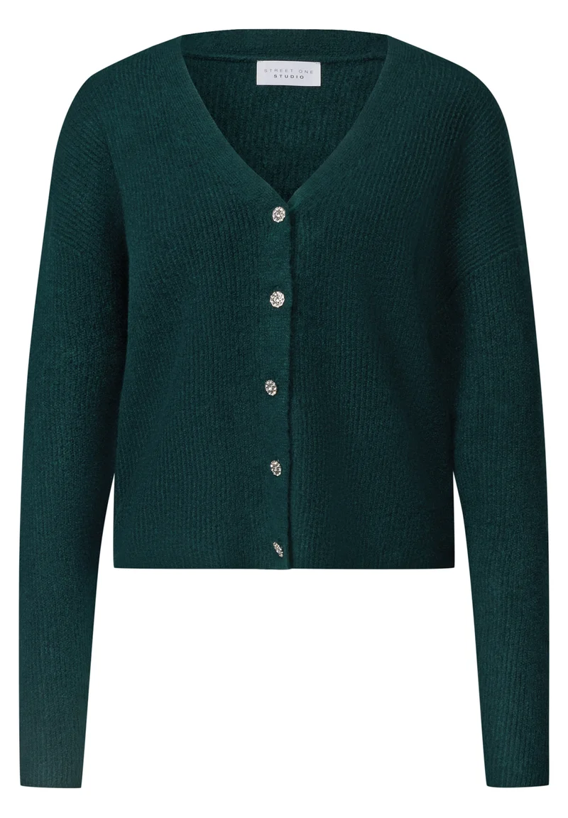 V-neck cardigan, mossed green mel.