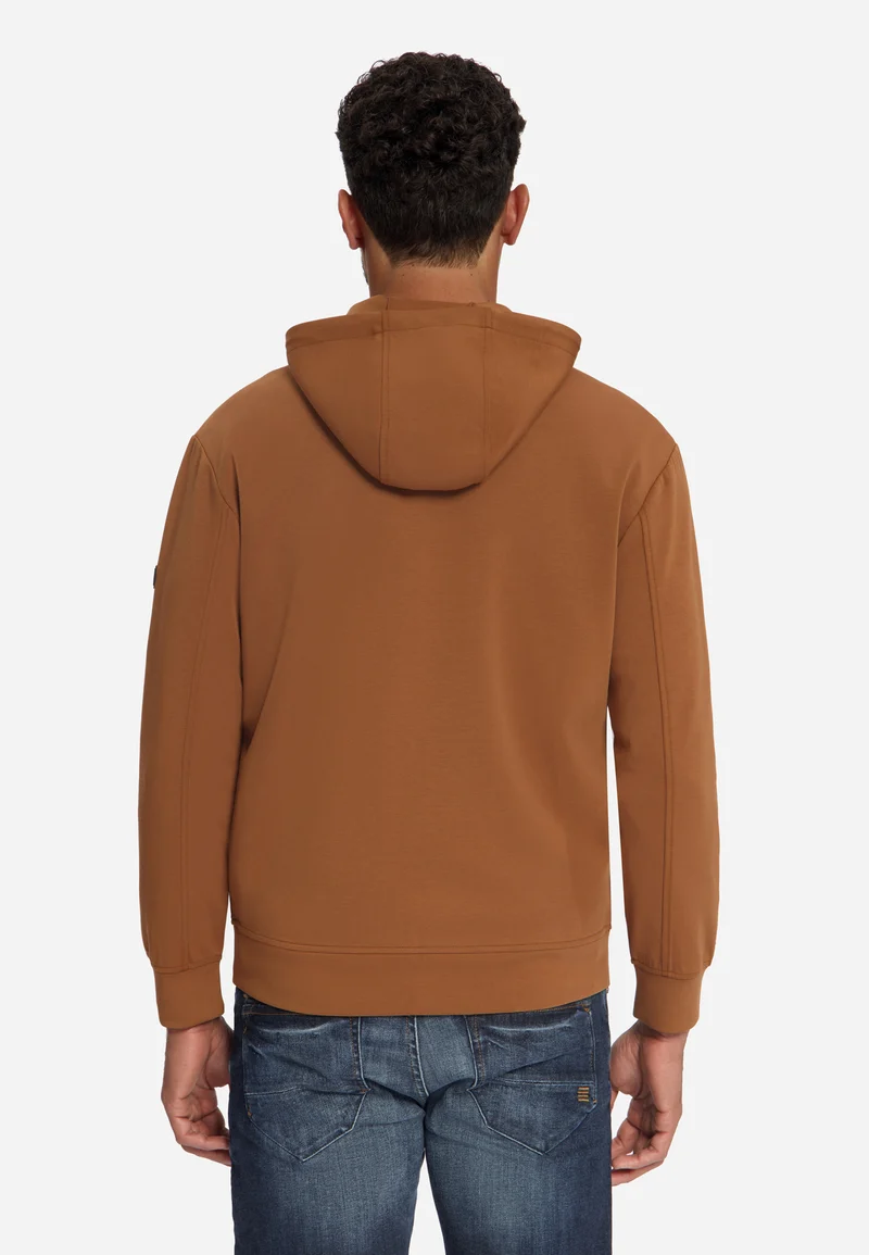 Sweater Full Zip Hooded, Caramel