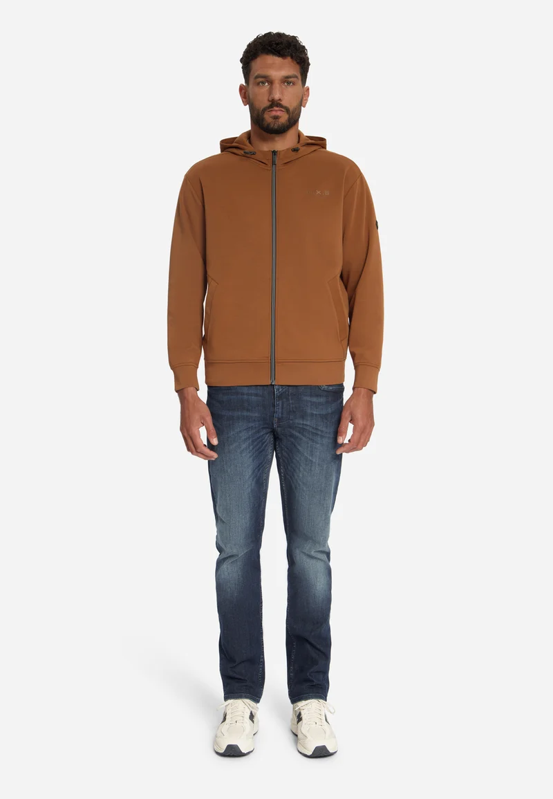 Sweater Full Zip Hooded, Caramel