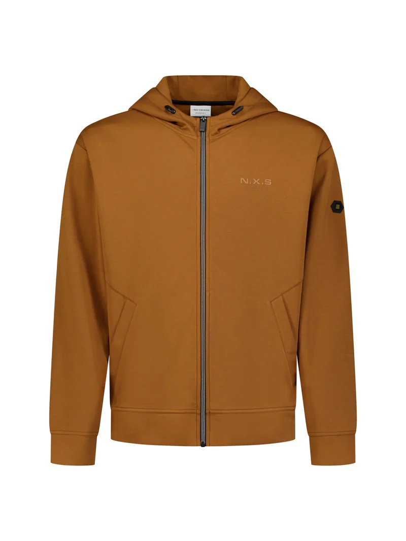 Sweater Full Zip Hooded, Caramel