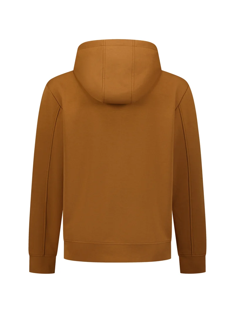 Sweater Full Zip Hooded, Caramel