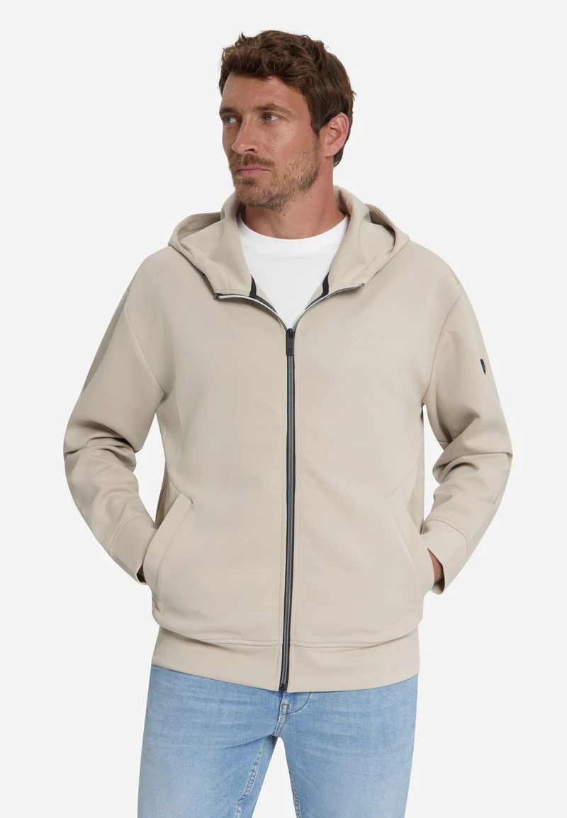 Sweater Full Zip Hooded, Cement