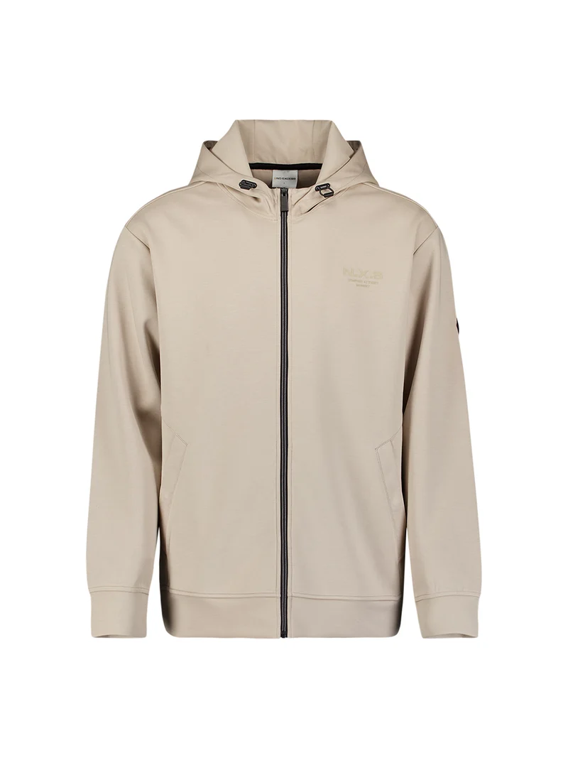 Sweater Full Zip Hooded, Cement