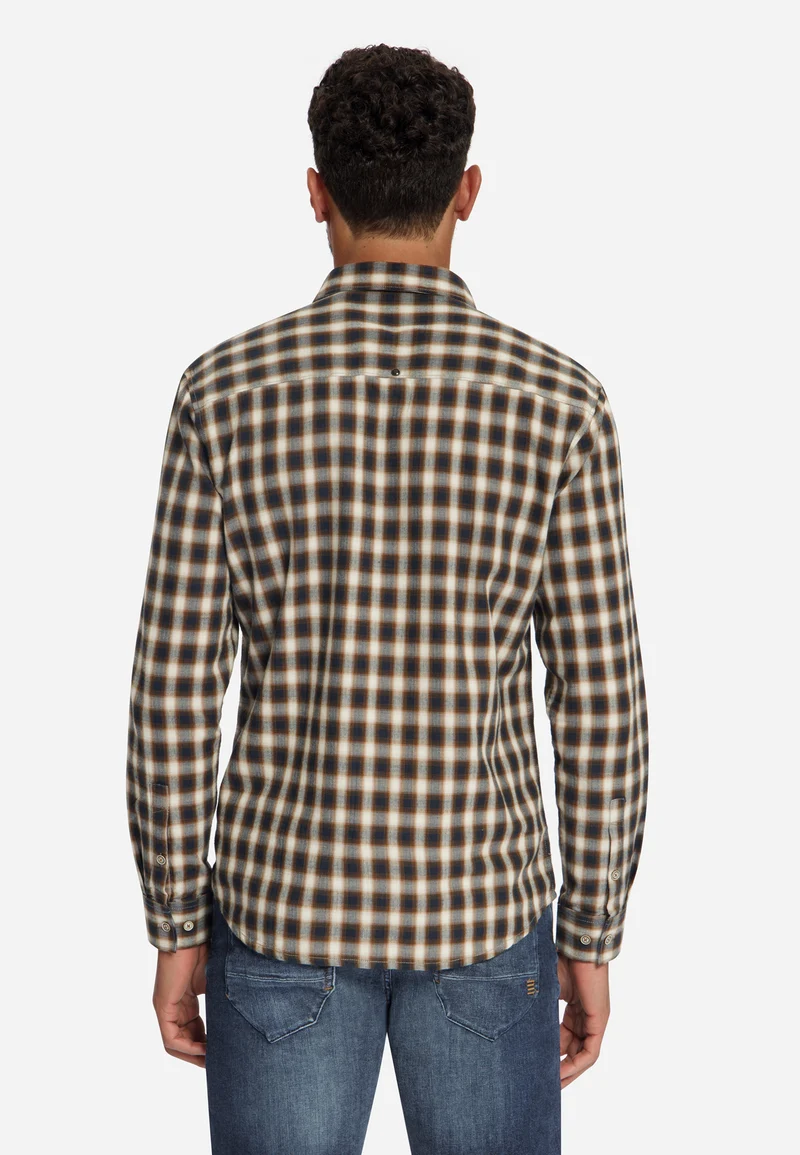 Shirt Yarn Dyed Check, Herringbone Weave, Caramel