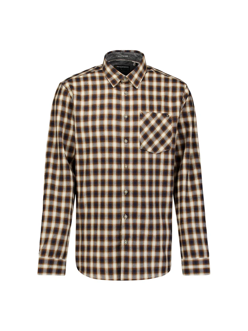 Shirt Yarn Dyed Check, Herringbone Weave, Caramel