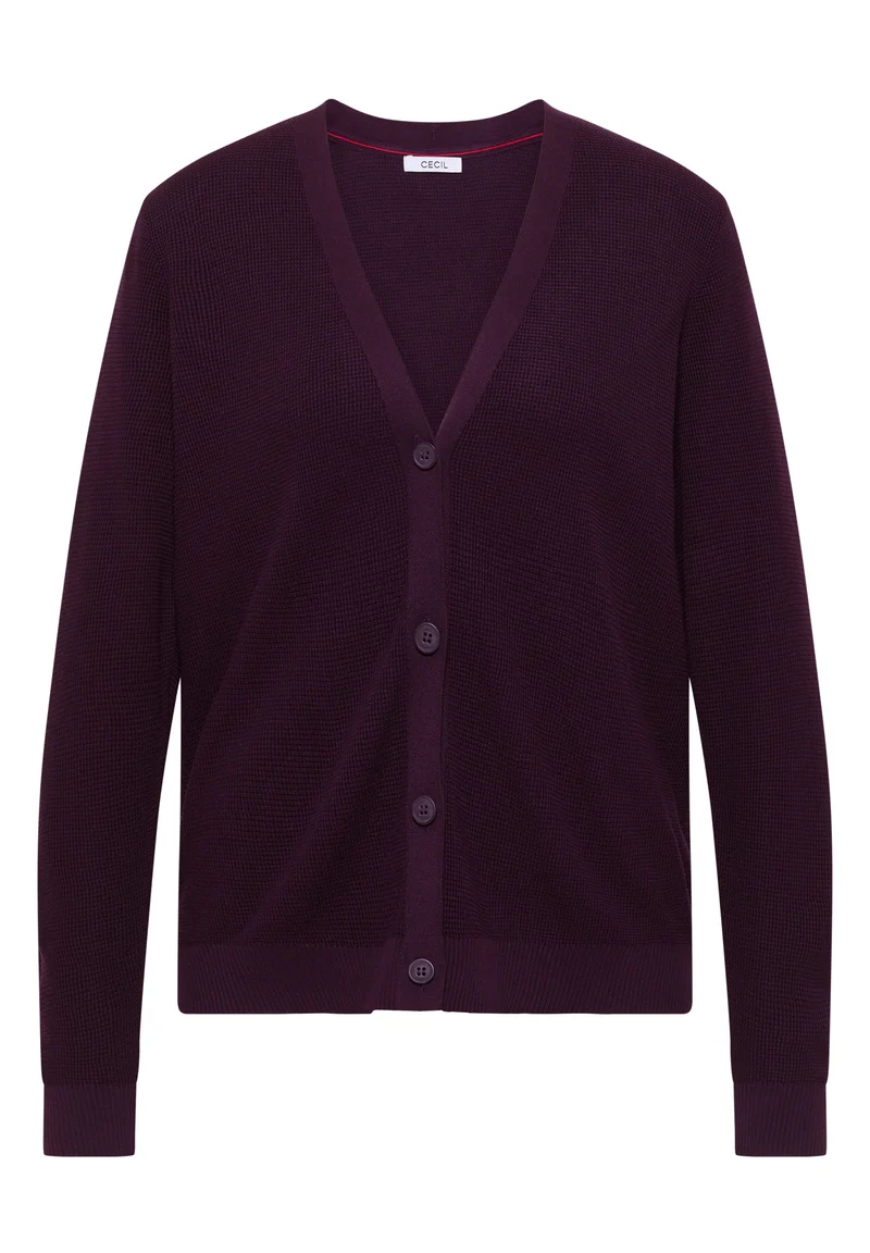 NOS_Structured V-Neck Cardigan, eggplant red