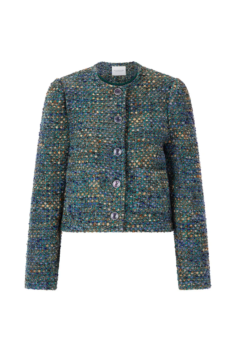 Boxy Boucle Jacket, blue jewel