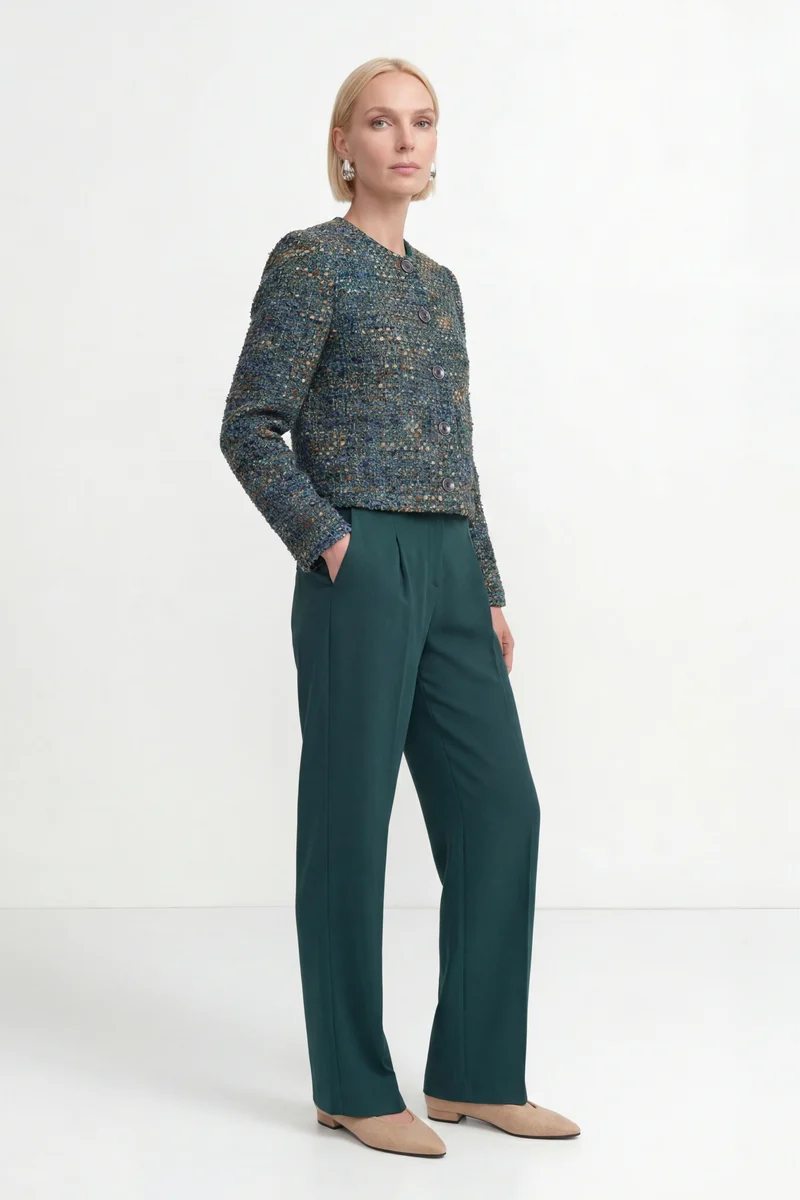 Boxy Boucle Jacket, blue jewel