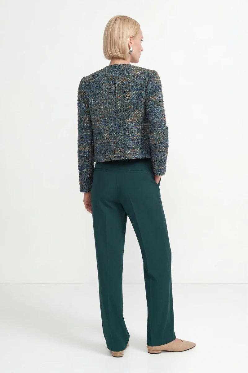 Boxy Boucle Jacket, blue jewel