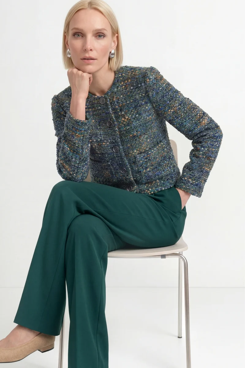Boxy Boucle Jacket, blue jewel