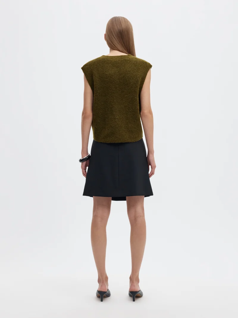 SLWLULU SL BUTTON O-NECK VEST NOOS, Fir Green/Melange