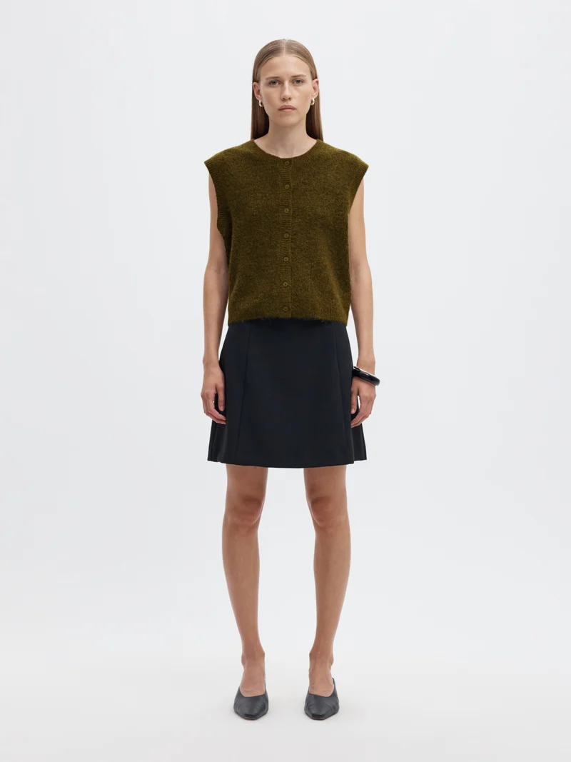 SLWLULU SL BUTTON O-NECK VEST NOOS, Fir Green/Melange