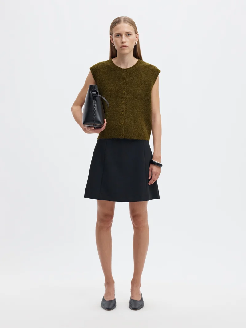 SLWLULU SL BUTTON O-NECK VEST NOOS, Fir Green/Melange