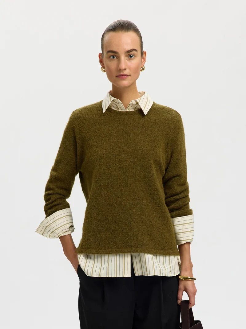 SLWLULU NEW LS KNIT O-NECK NOOS, Fir Green/MELANGE