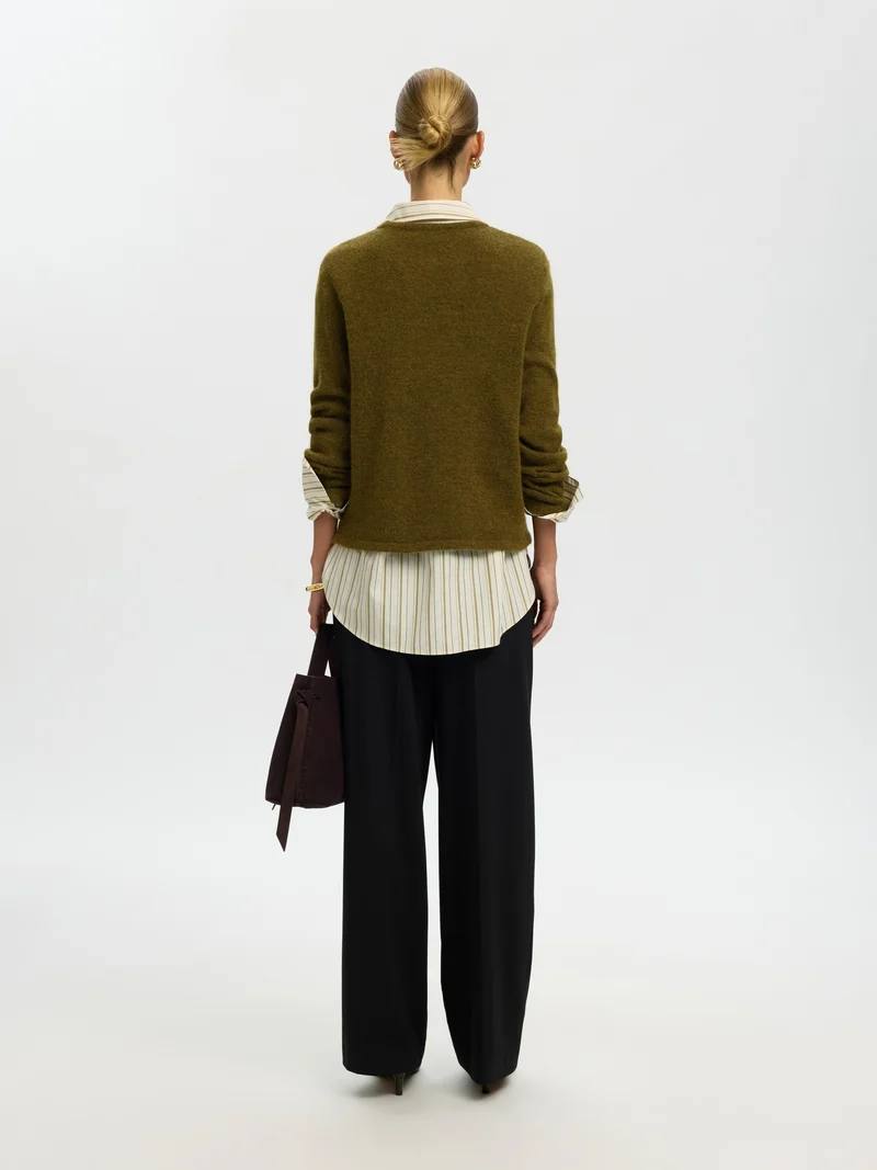 SLWLULU NEW LS KNIT O-NECK NOOS, Fir Green/MELANGE