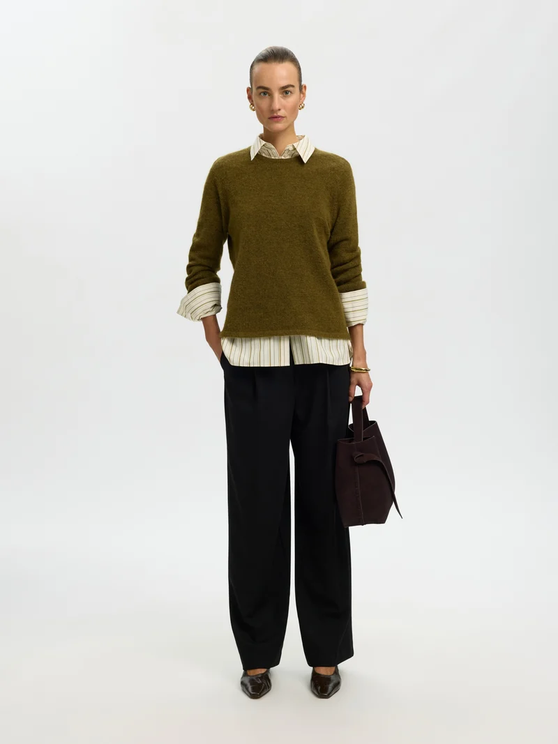 SLWLULU NEW LS KNIT O-NECK NOOS, Fir Green/MELANGE