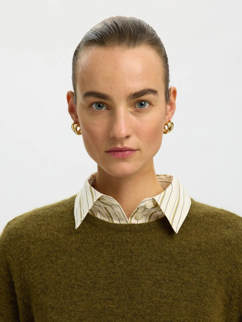 SLWLULU NEW LS KNIT O-NECK NOOS, Fir Green/MELANGE