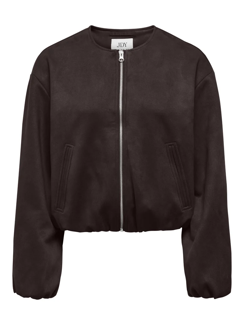 JDYNIA FAUX SUEDE BALLOON JACKET OT, Chocolate Torte/GUN METAL TRIM