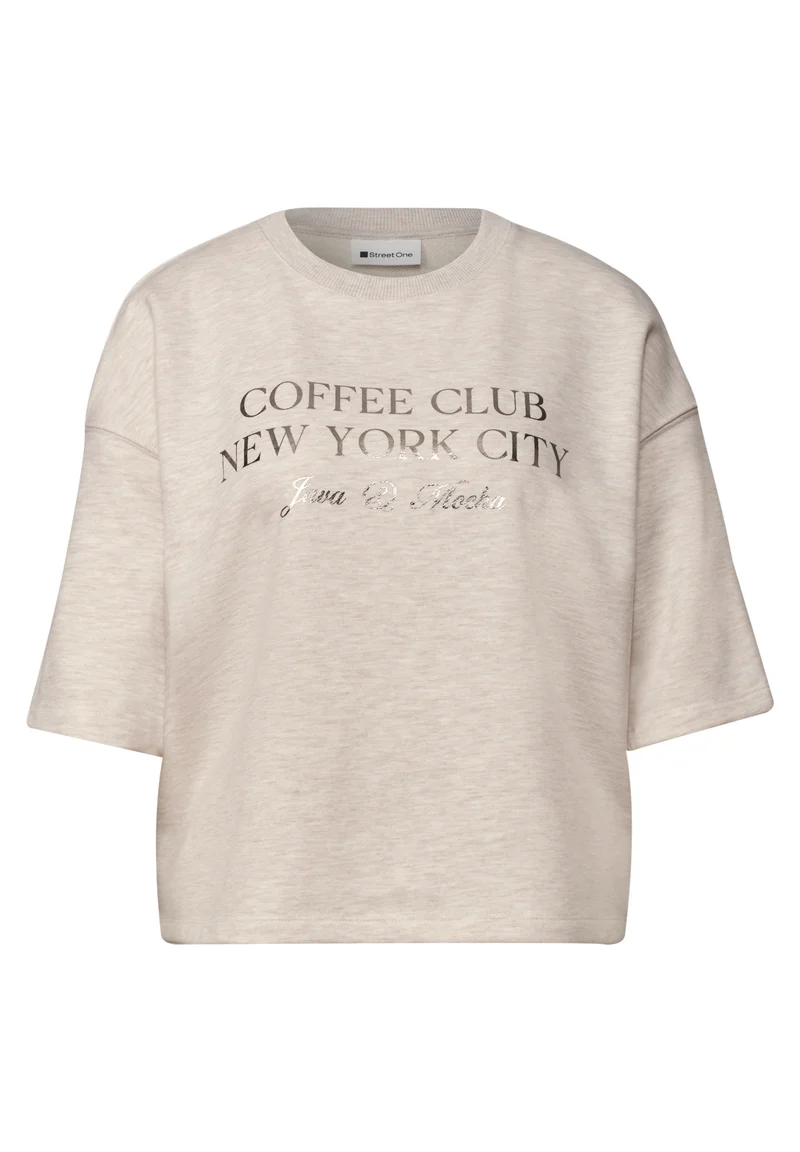 Short Boxy Crewneck, clay sand mel.