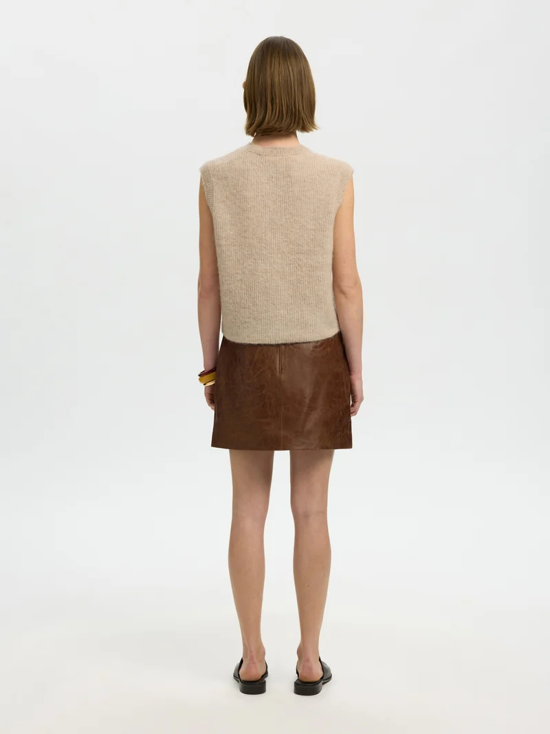 SLWLULU SL BUTTON O-NECK VEST NOOS, Birch/Melange