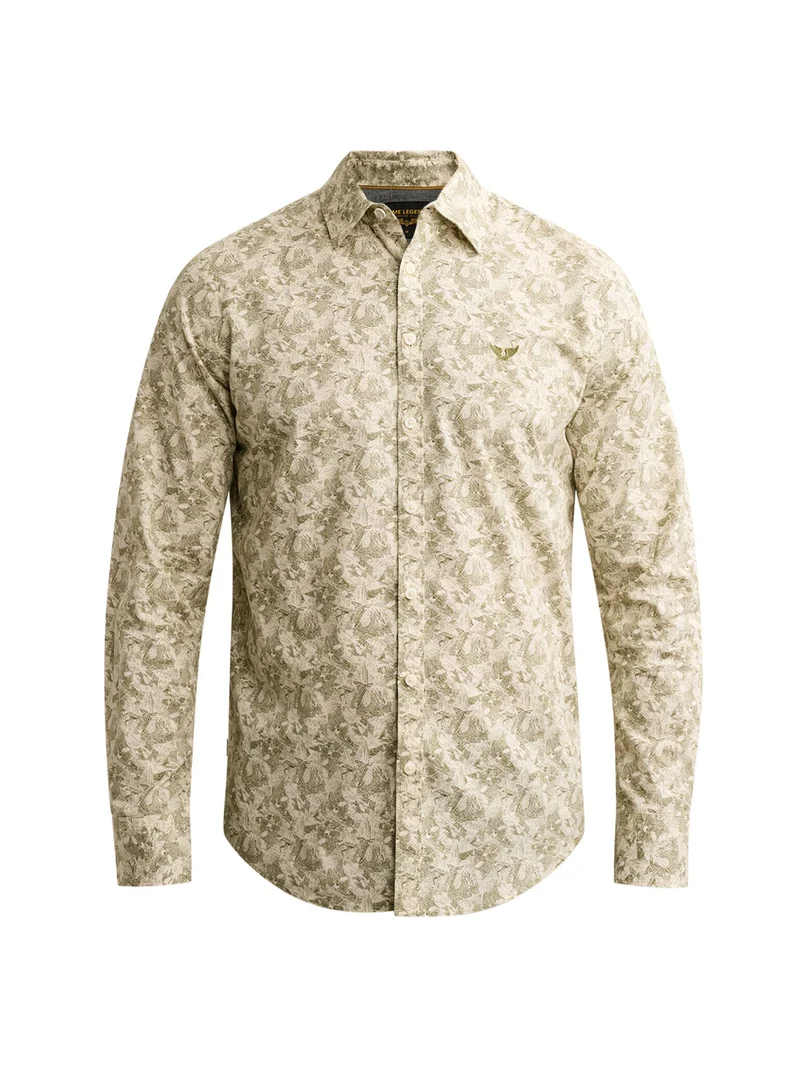 Long sleeve shirt Print on poplin, Bone White