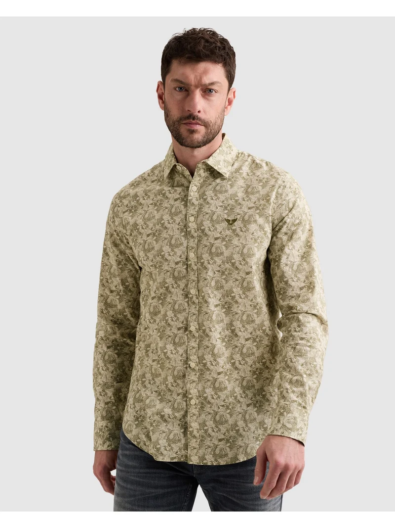 Long sleeve shirt Print on poplin, Bone White