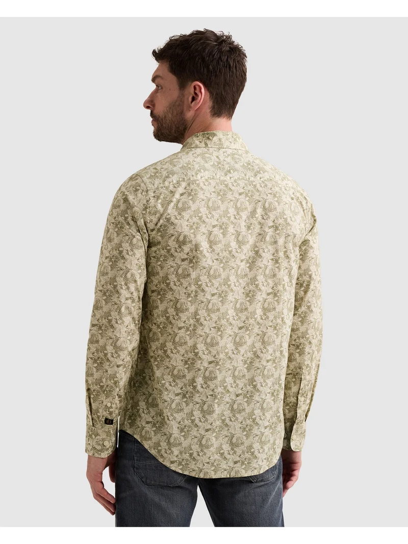 Long sleeve shirt Print on poplin, Bone White