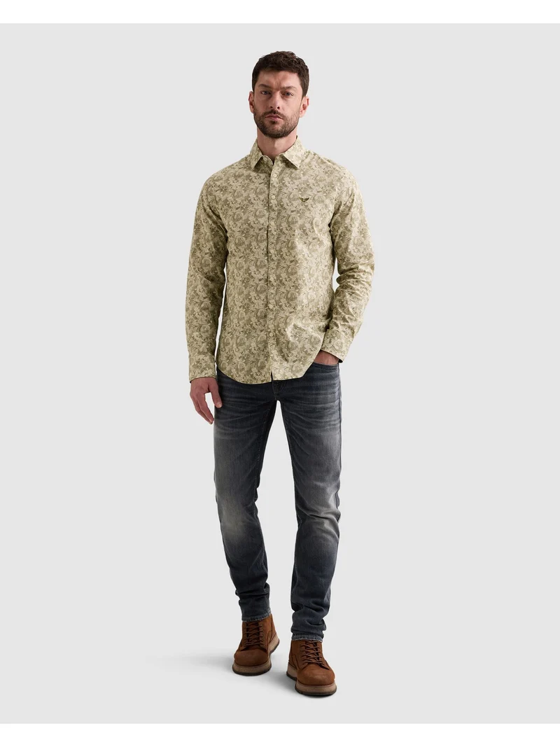 Long sleeve shirt Print on poplin, Bone White