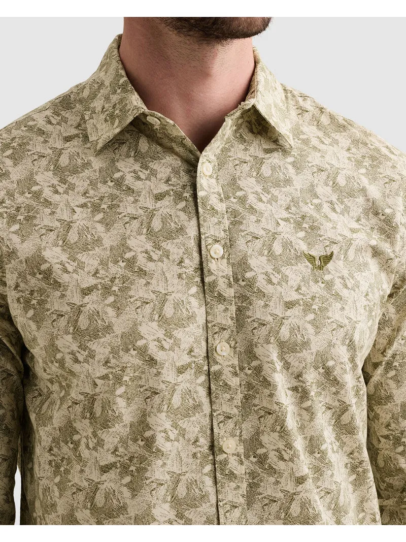 Long sleeve shirt Print on poplin, Bone White