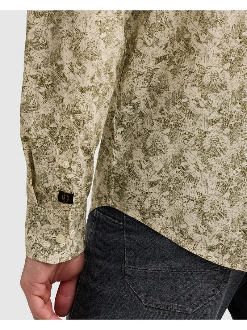 Long sleeve shirt Print on poplin, Bone White