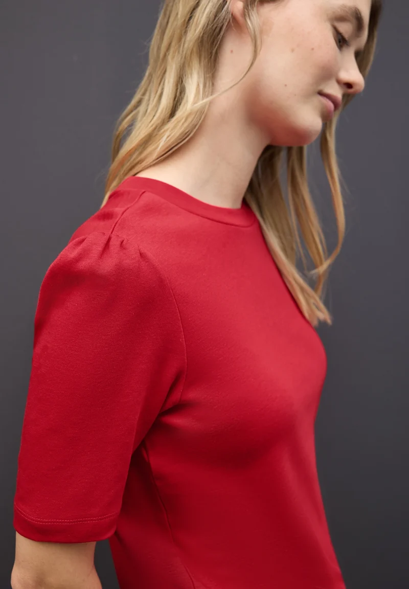 LTD QR basic shirt w.puff slee, racing red