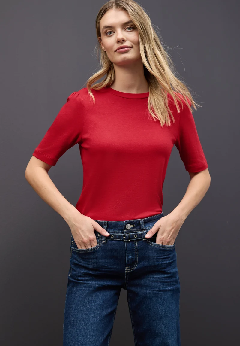 LTD QR basic shirt w.puff slee, racing red