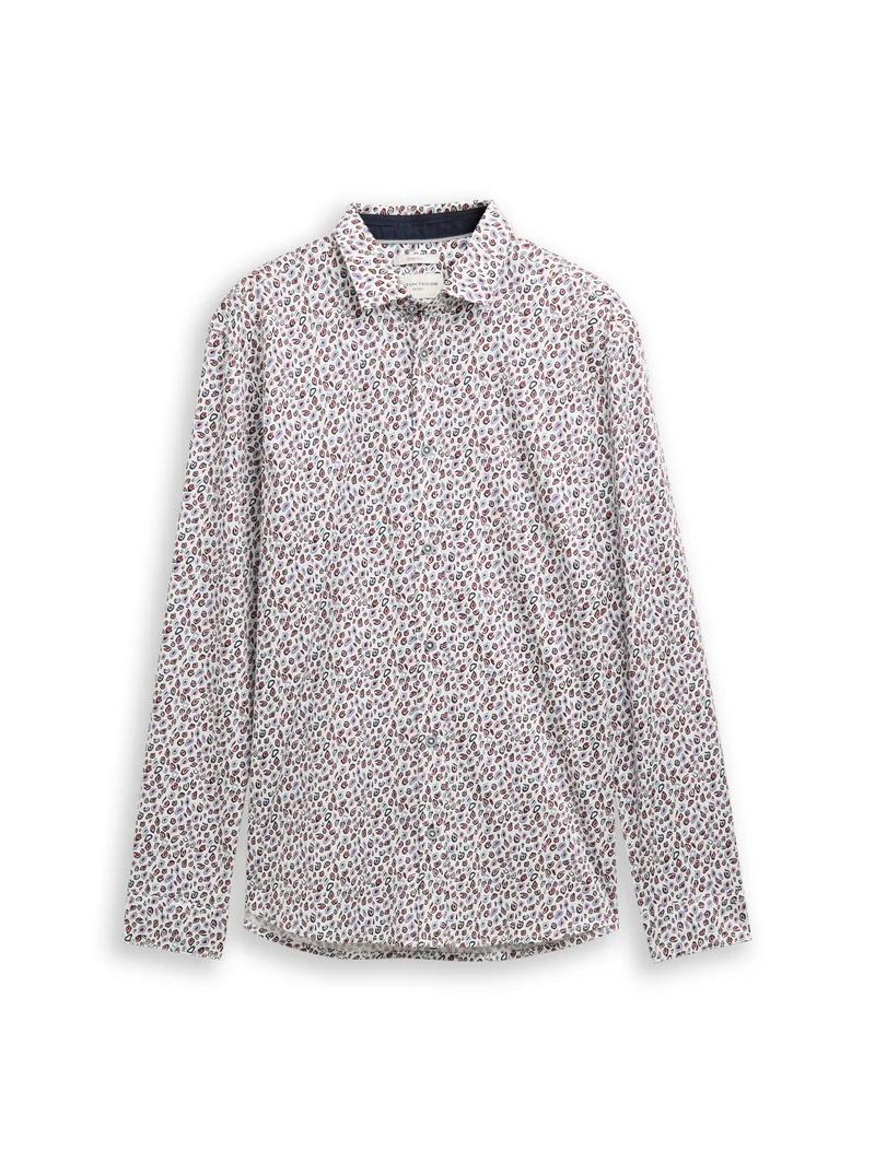 fitted printed stretch shirt, white irregular dot design