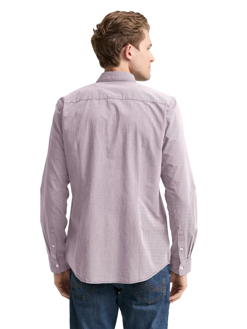 fitted striped shirt, red stripe