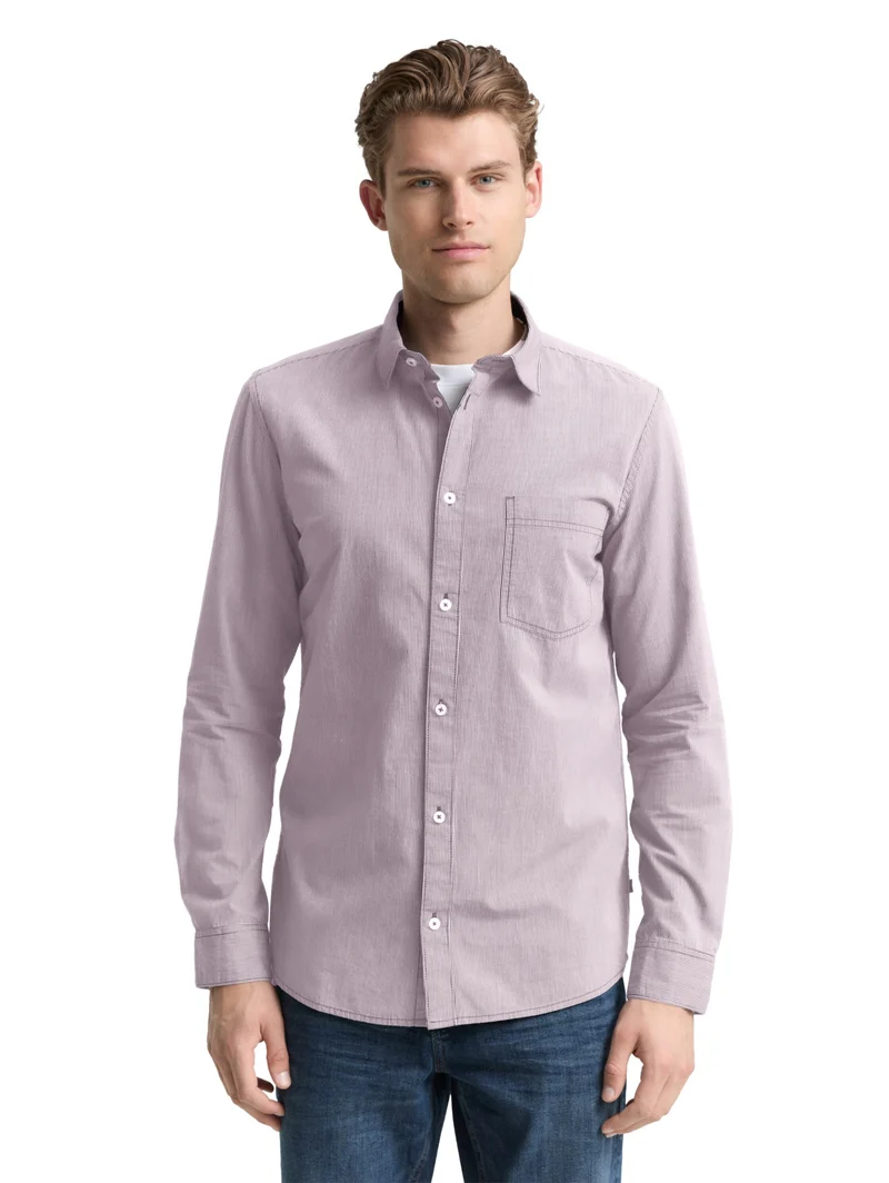 fitted striped shirt, red stripe