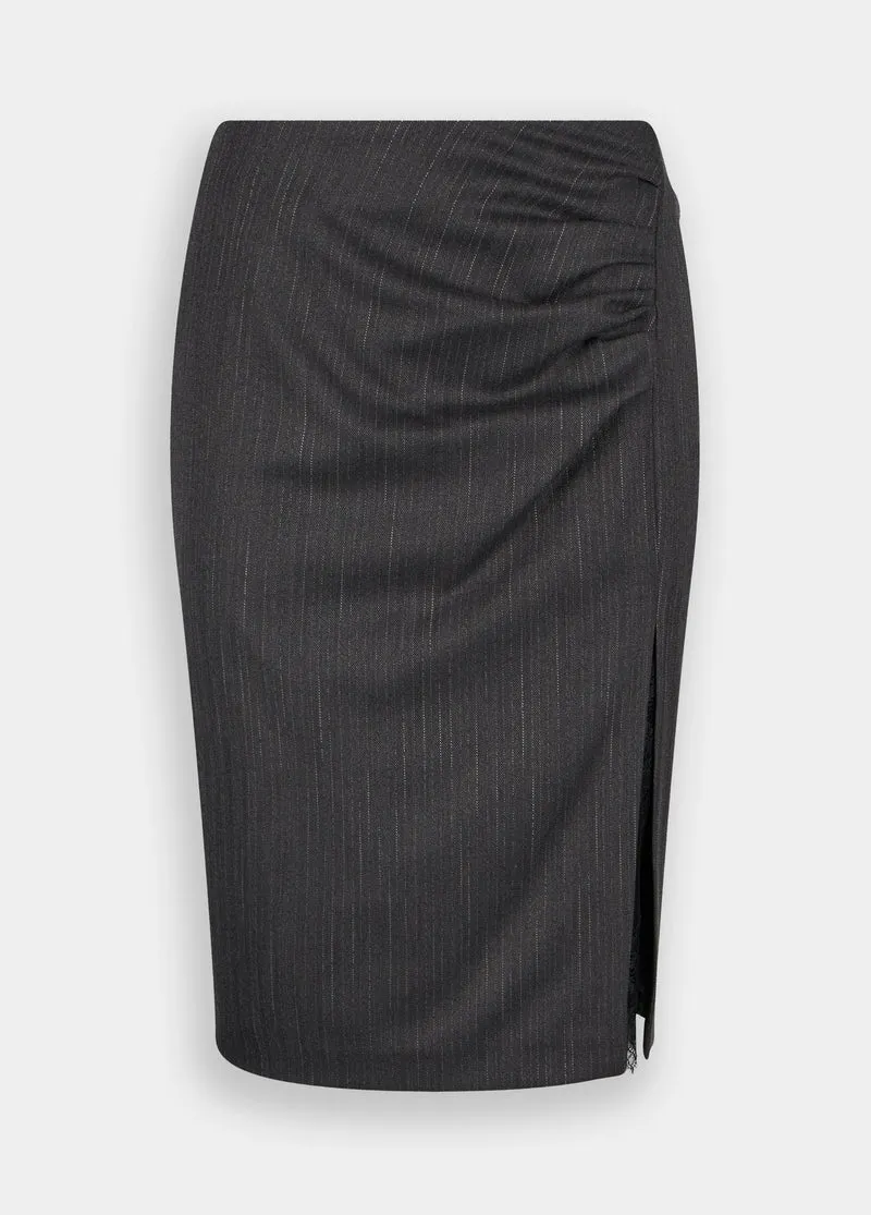 Pinstripe Skirt with Lace