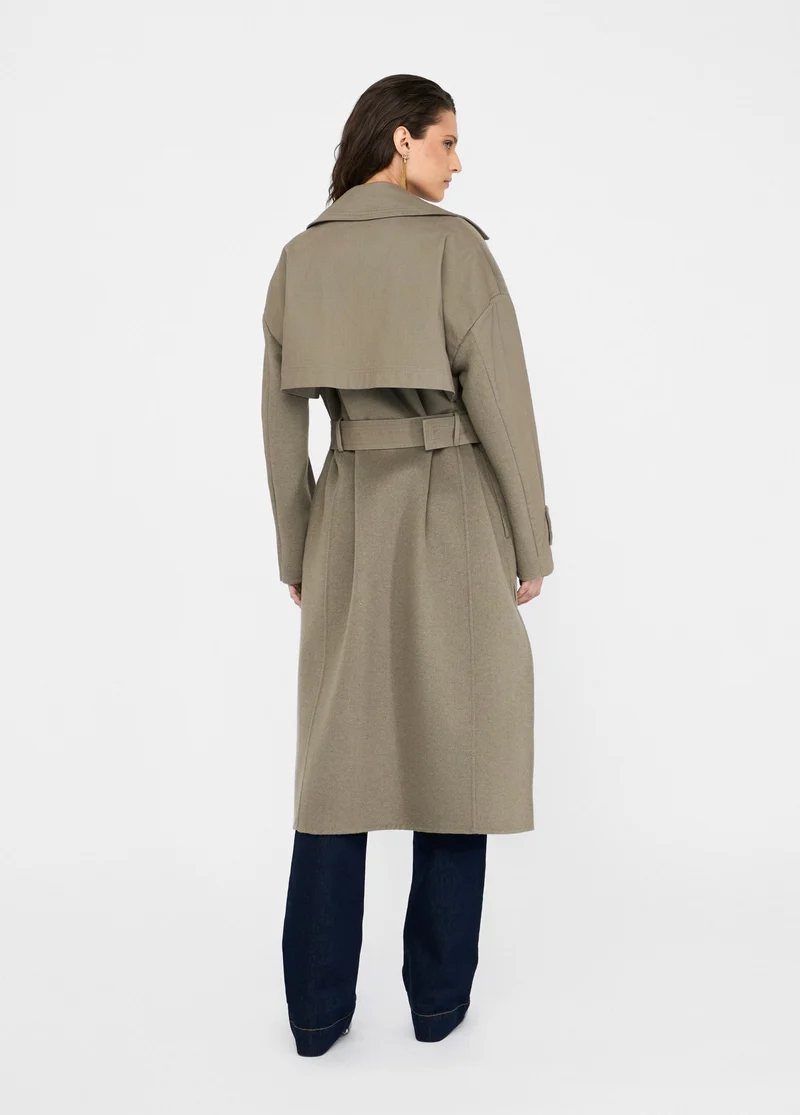 Double-Breasted Wool Trench Coat