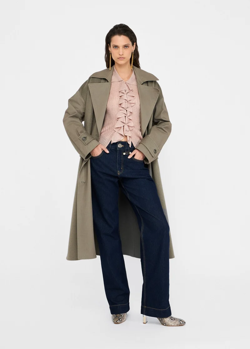 Double-Breasted Wool Trench Coat