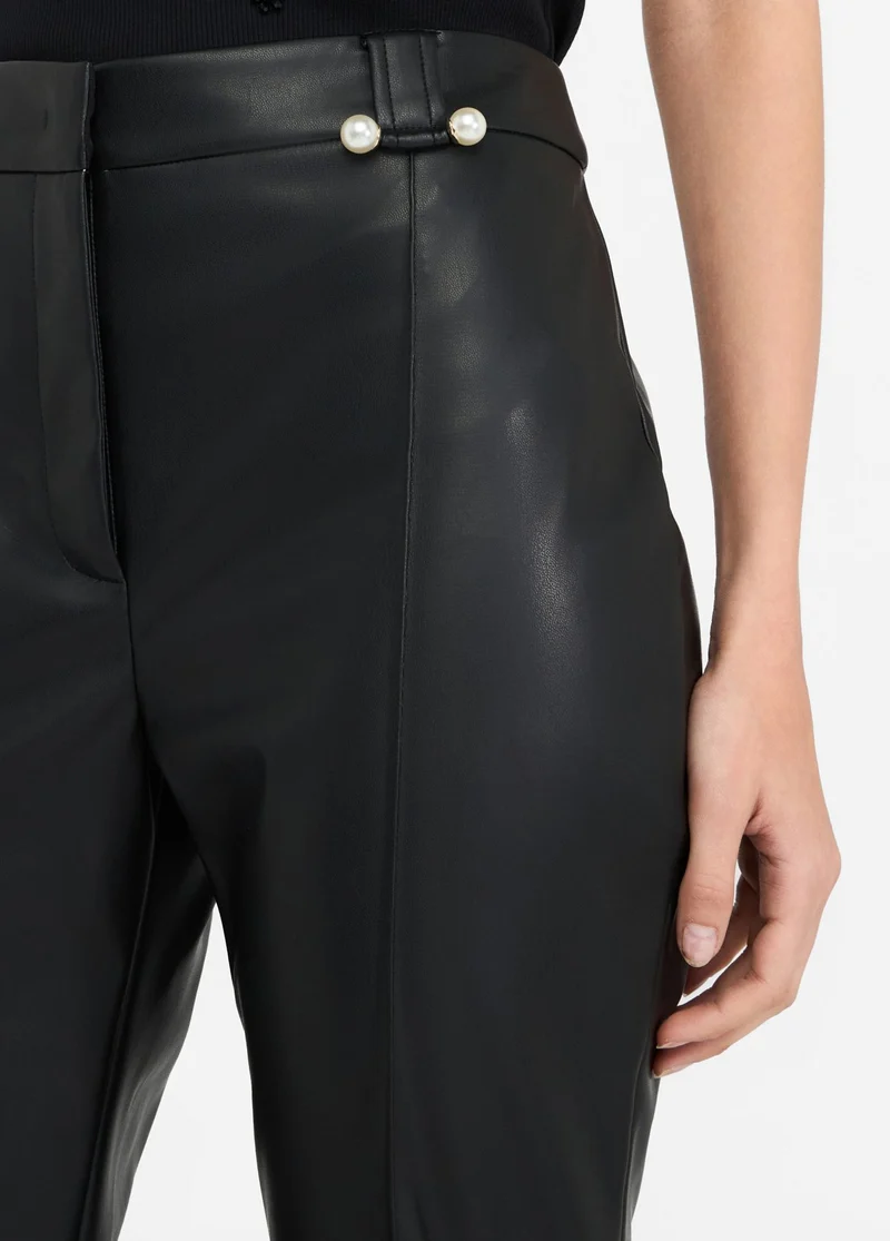Coated Fabric Flared Trousers