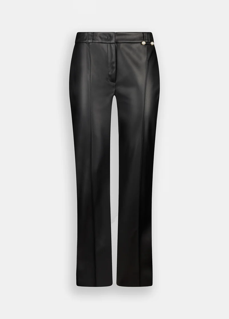 Coated Fabric Flared Trousers