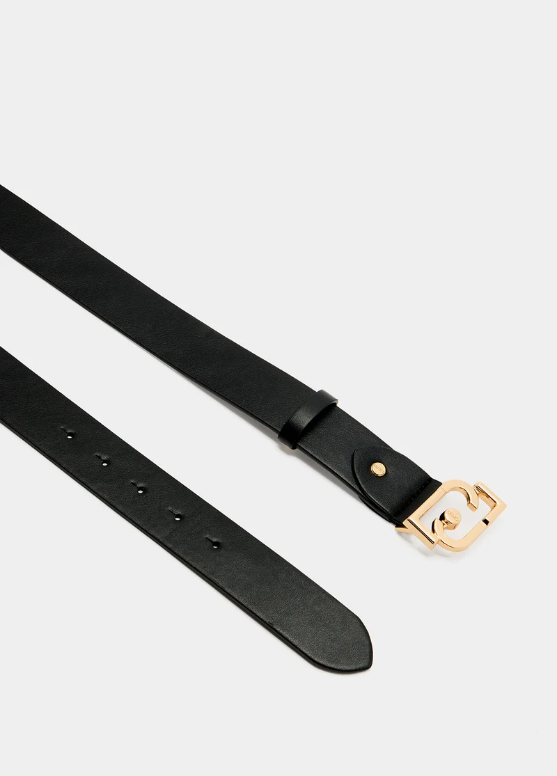 Belt with logo buckle