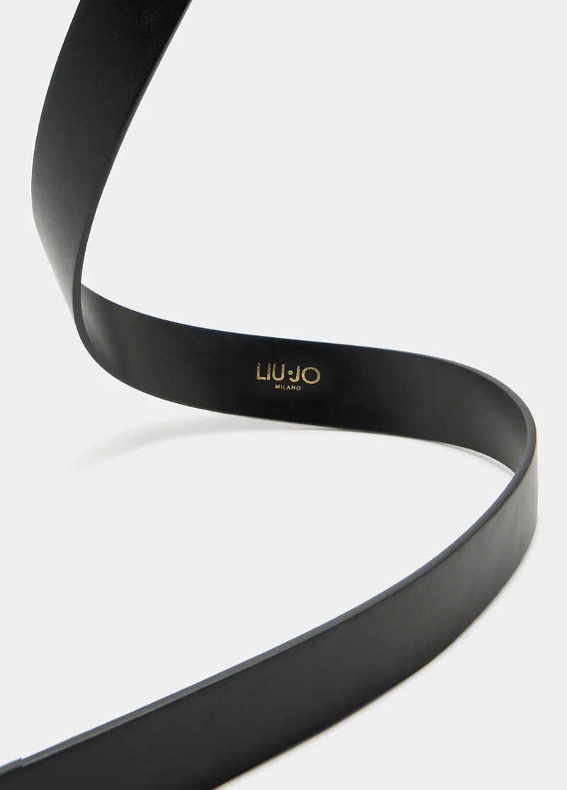 Belt with logo buckle