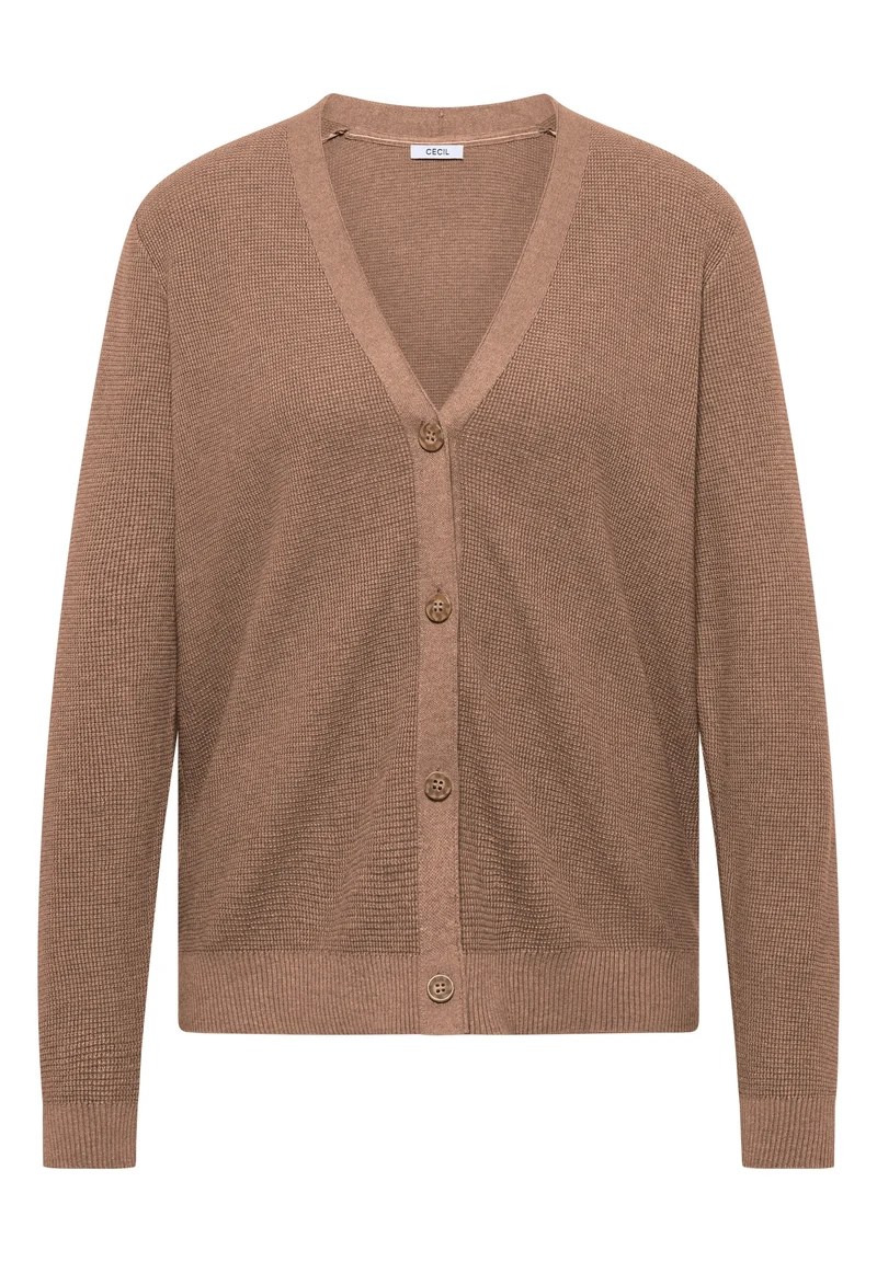 NOS_Structured V-Neck Cardigan, creamy mocha melange