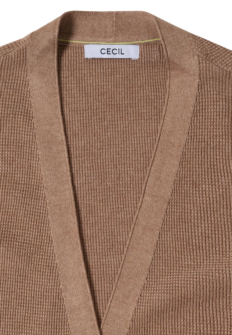 NOS_Structured V-Neck Cardigan, creamy mocha melange